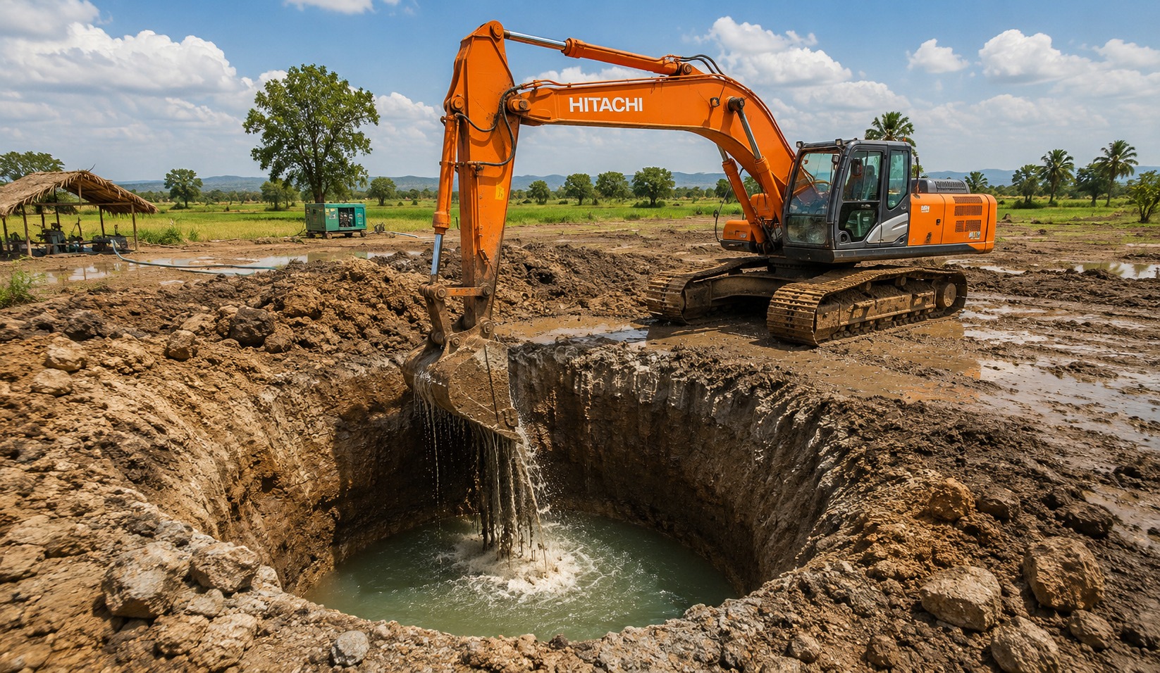 Titan open well digging work site